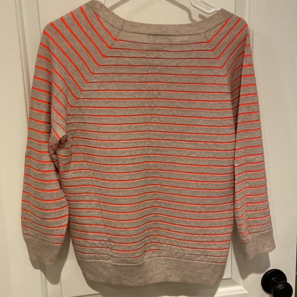 Madewell Striped Beige & Bright Orange Striped light sweatshirt. Very Cute! - Picture 3 of 14